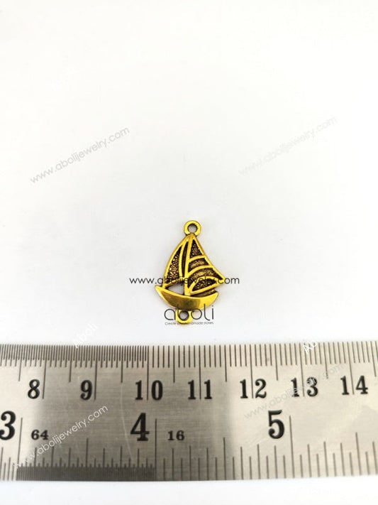 Golden boat Charm nautical ocean sea travel voyage CHMG132 1 charm