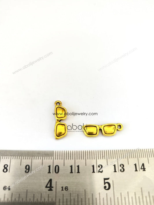 Golden goggle Charm eyeglasses eye shades spectacles ocean summer beach fashion style CHMG134 2 charms