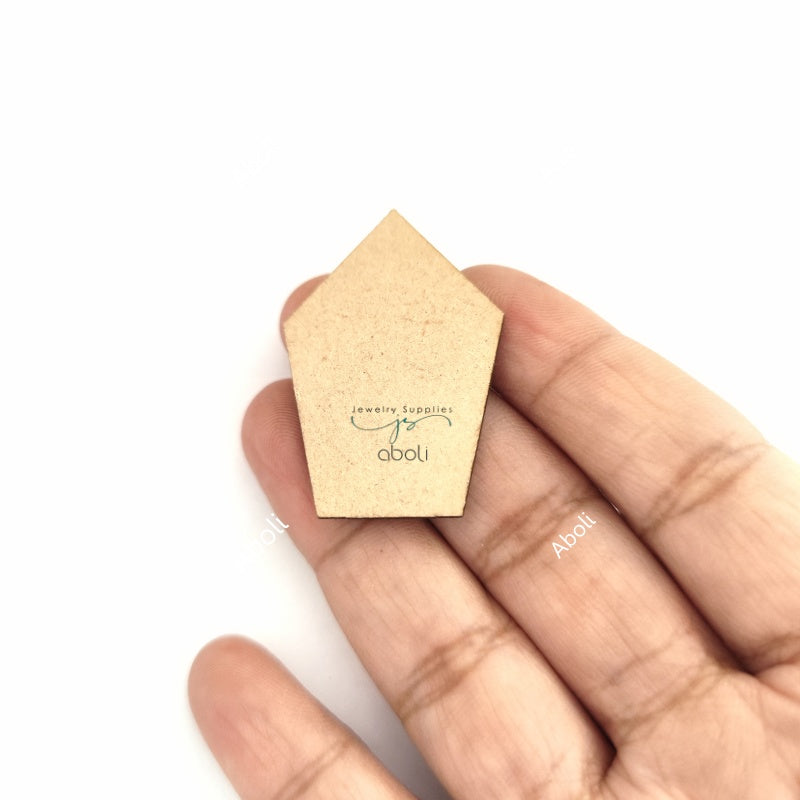 Irregular pentagon MDF Base for earrings Long pentagon MDF shapes for fabric jewellery EMDFB5 2 pieces