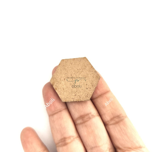 Hexagon MDF Base for earrings fabric jewellery EMDFB12 2 pieces