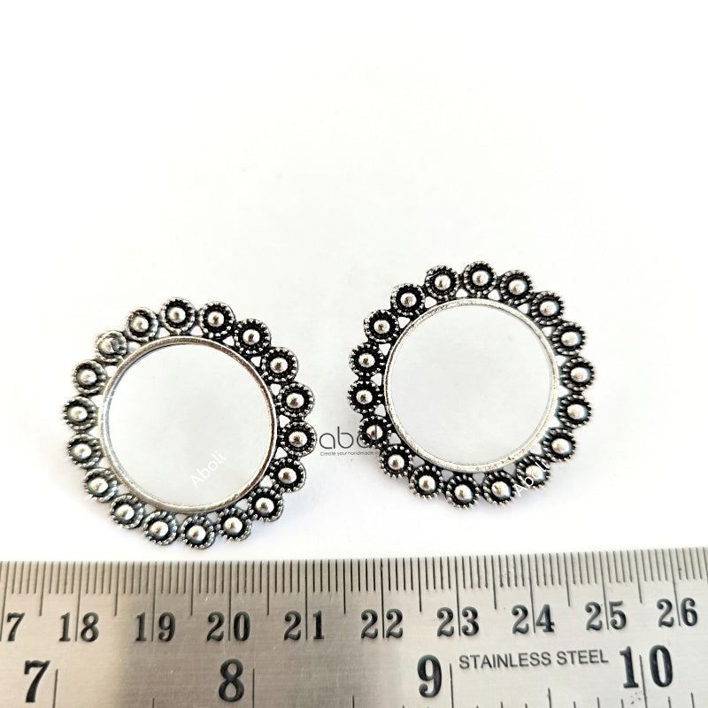 Silver earring resin base earrings stud components metal earrings findings ESS73