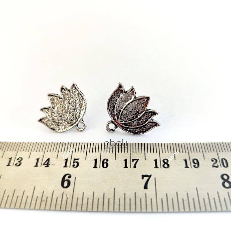 Silver lotus earrings stud components flower metal earrings findings ESS65