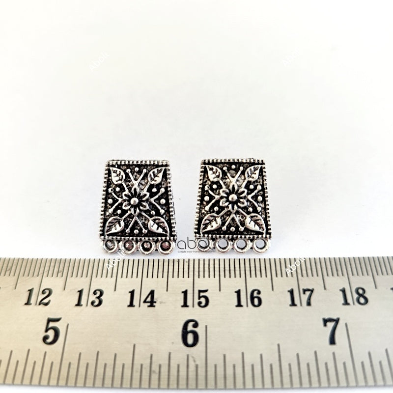 Silver earrings stud components floral stud metal earrings findings ESS64