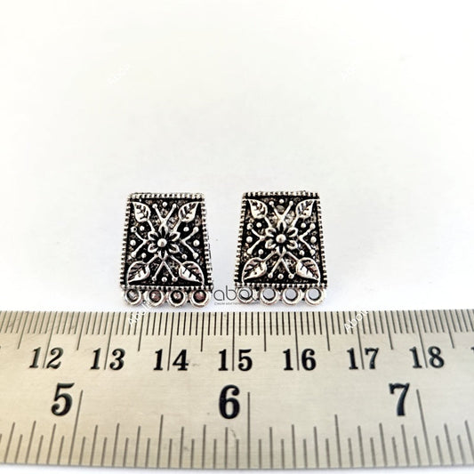 Silver earrings stud components floral stud metal earrings findings ESS64
