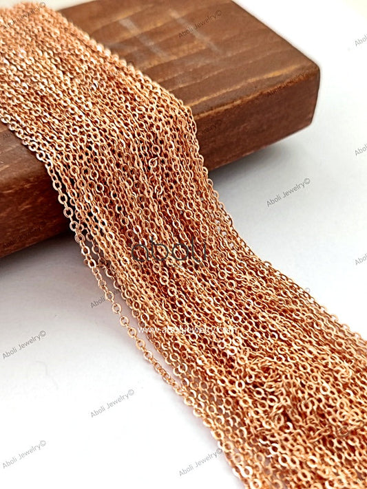 1 mm Rose gold chain tarnish resistant loose chain micron plated unfinished chains NCHRG