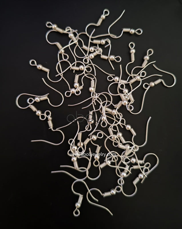 Silver fish hooks earrings components diy earrings SEWS