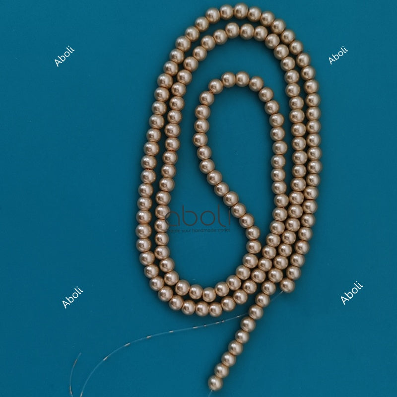 6 mm golden glass pearl beads GPBG6