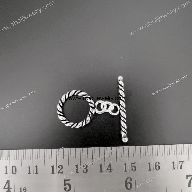 Silver toggle clasp tarnish resistant brass STC08