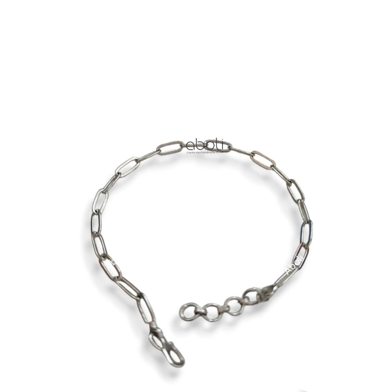 Silver paperclip bracelet chain Tarnish resistant brass big loops BCATS6 - Jewelry Supplies