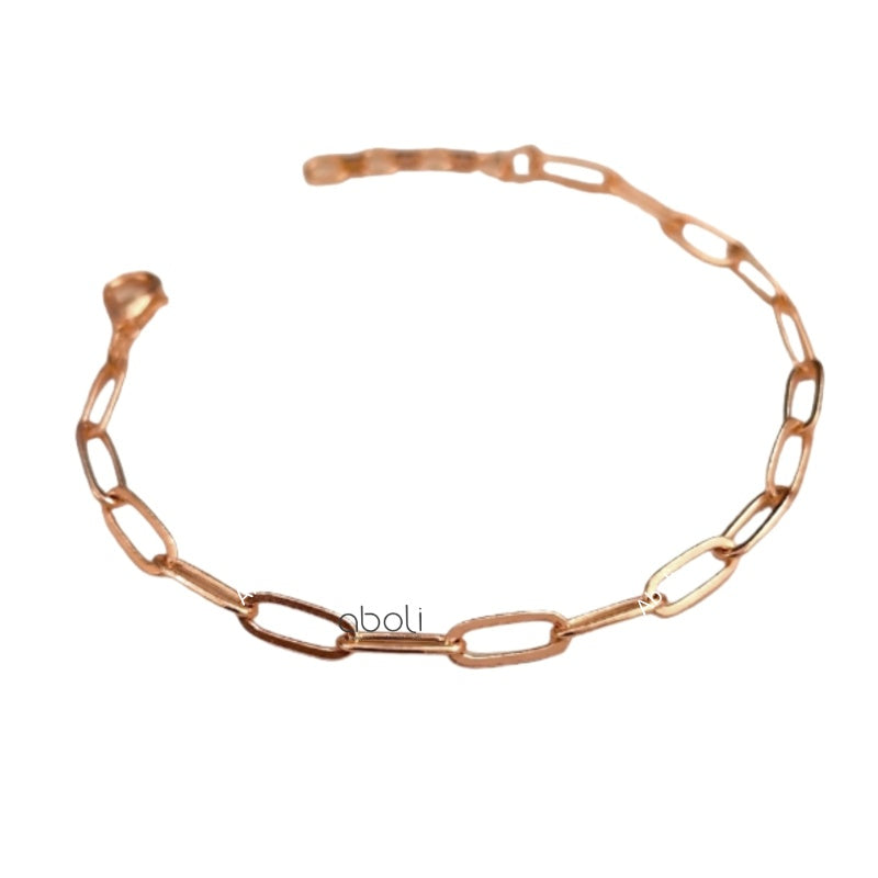 Rose gold paperclip bracelet chain Tarnish resistant brass big loops BCATRG6 - Jewelry Supplies