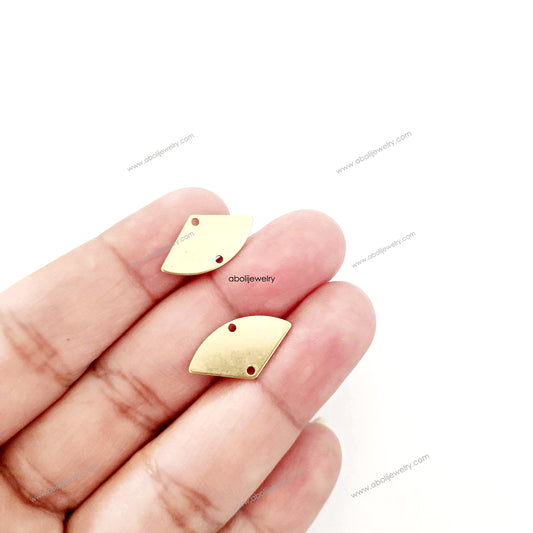 Raw brass fan shape charm connector RBC1 1 charm