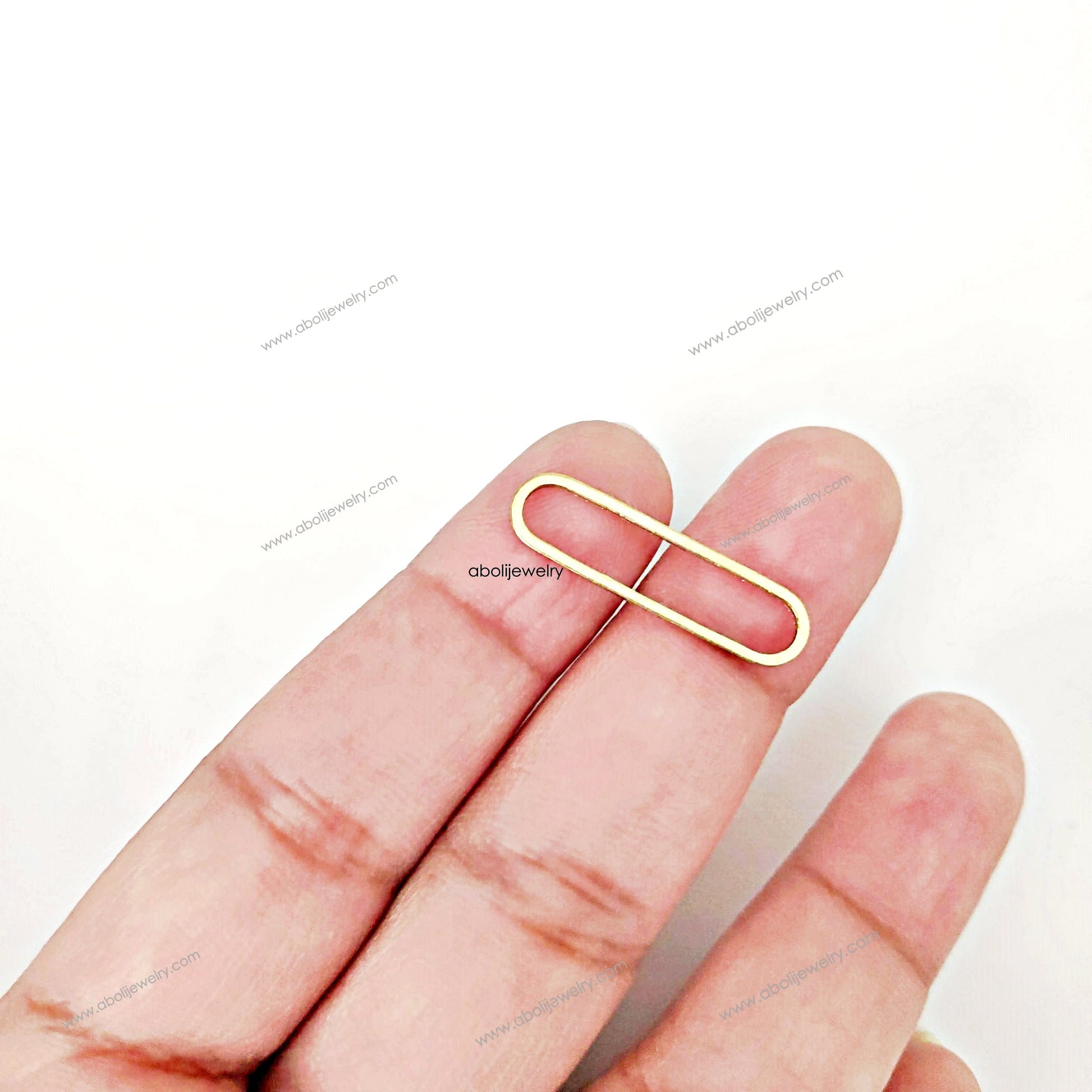 Golden oval link connector raw brass charm RBC12 1 piece