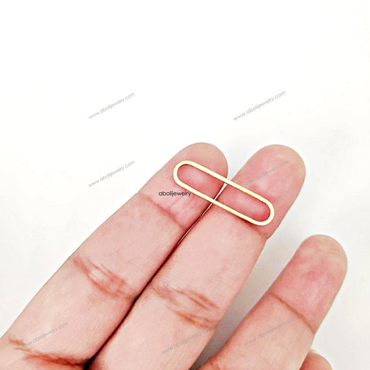 Golden oval link connector raw brass charm RBC12 1 piece