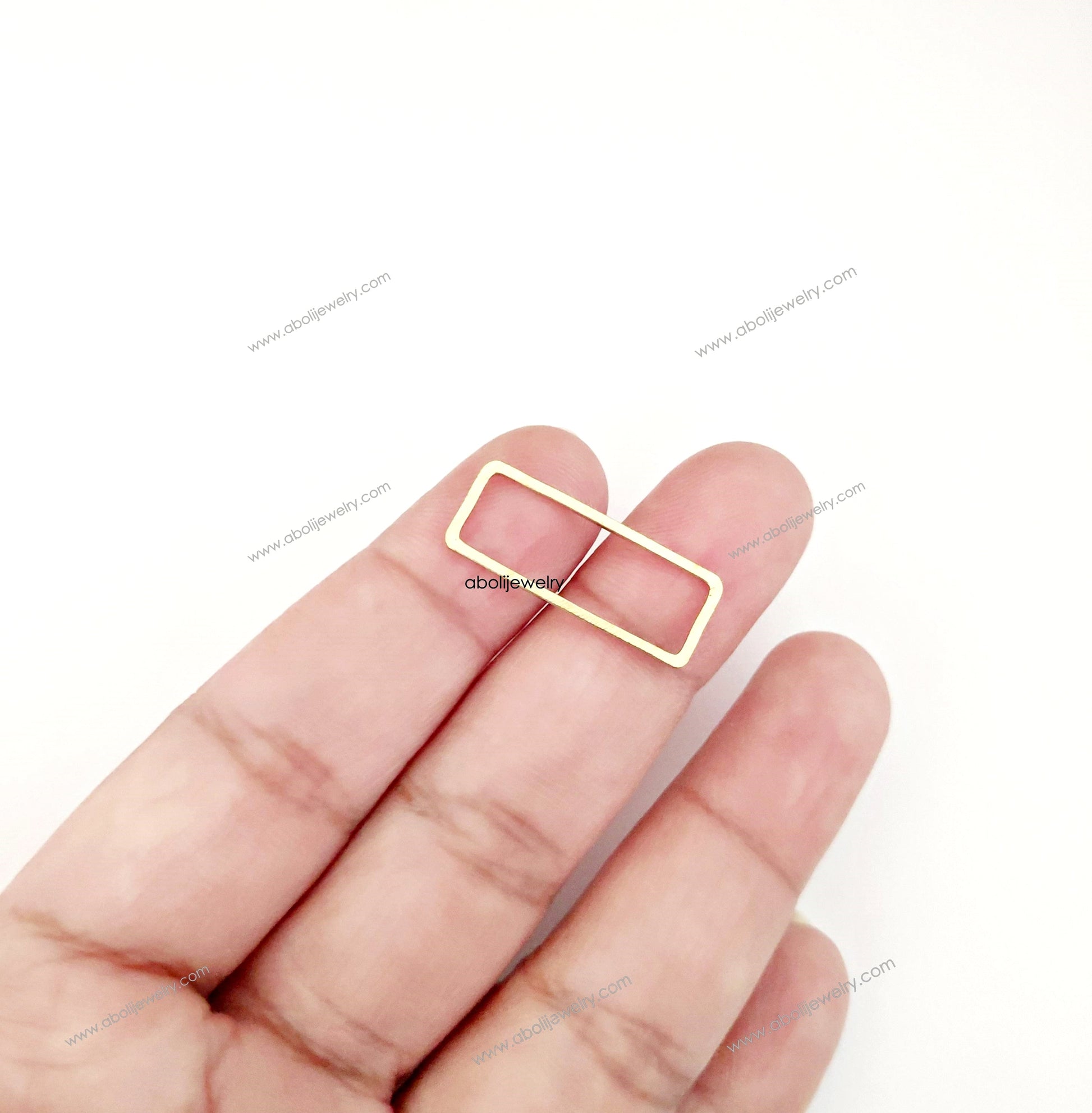 Raw brass rectangle resin bezel connector bezel RBC9 1 charm