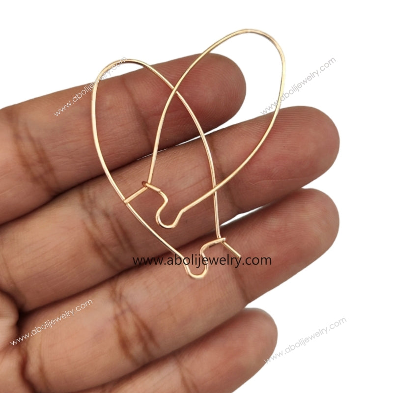 Tarnish resistant rose gold kidney hook 4 cm brass Earrings Kidney wire ATEFRG4