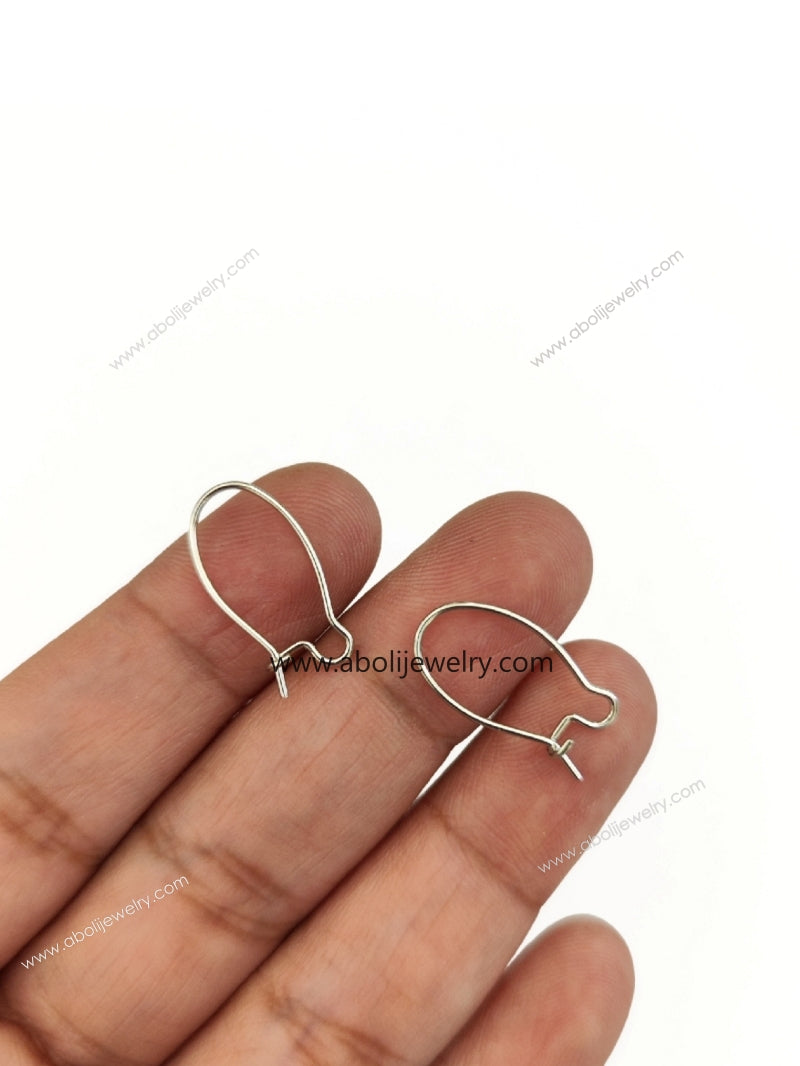 Tarnish resistant silver kidney hook 2 cm brass Kidney wire ATEFS2 - Jewelry Supplies