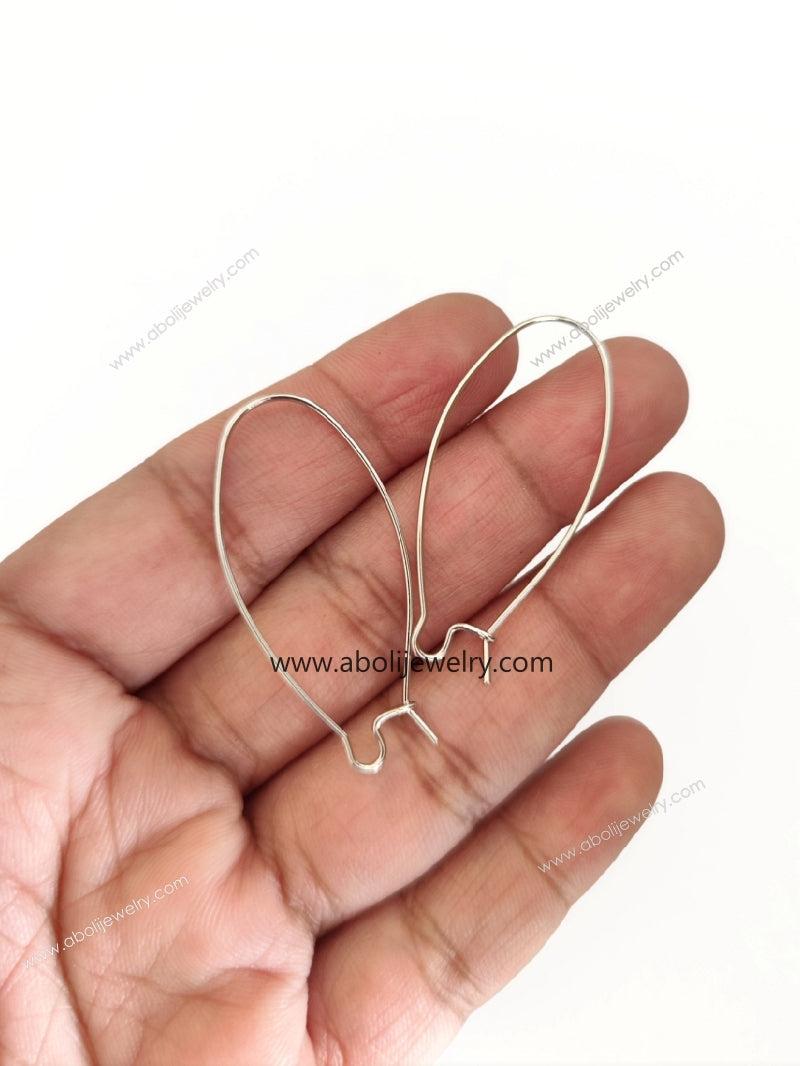 Tarnish resistant 4 cm silver brass kidney hook Earrings Kidney wire ATEFS4