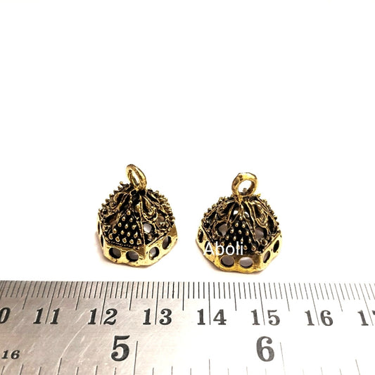 Golden jhumka base Hexagon DIY Earrings Making Components MJBG26
