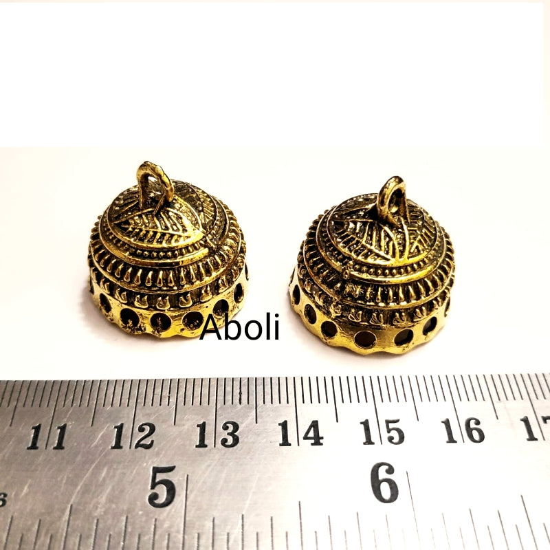 Golden Jhumka Earrings leaves motif making golden jhumka base MJBG37