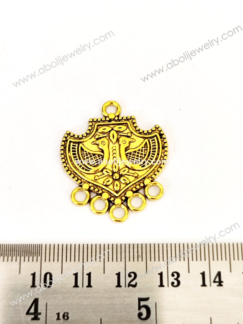 Golden pendant peacock design multiple loop connector GP44