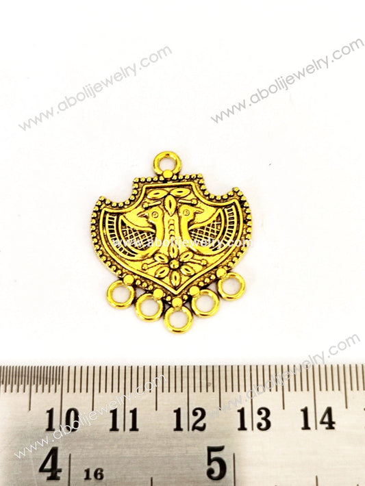 Golden pendant peacock design multiple loop connector GP44