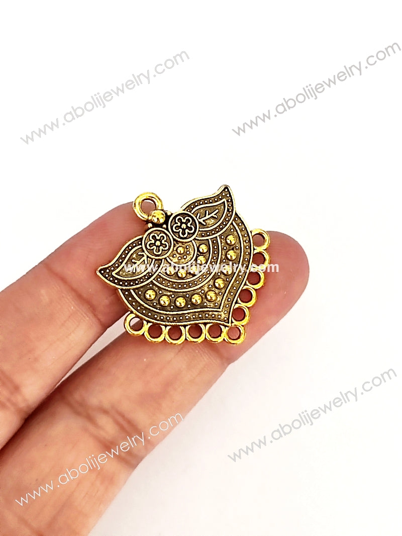 Golden pendant paisley motif earrings findings fabric jewellery supplies GP46 - Jewelry Supplies