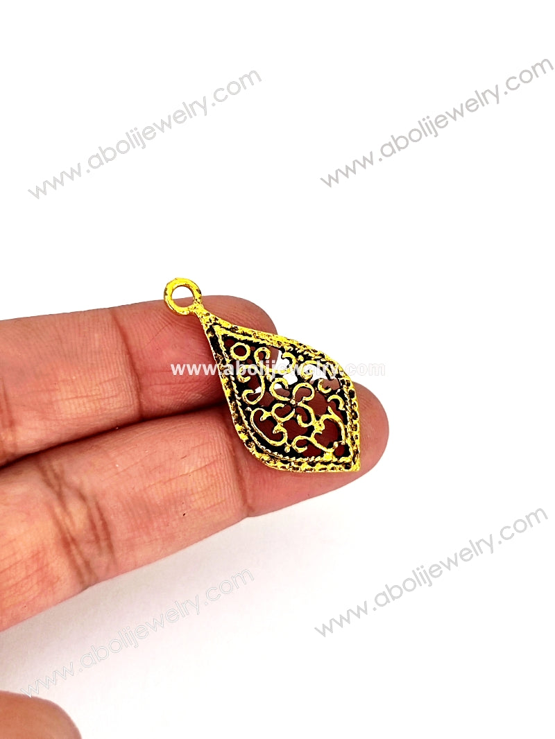 Golden pendant charm ethnic motif for earrings GP49 - Jewelry Supplies