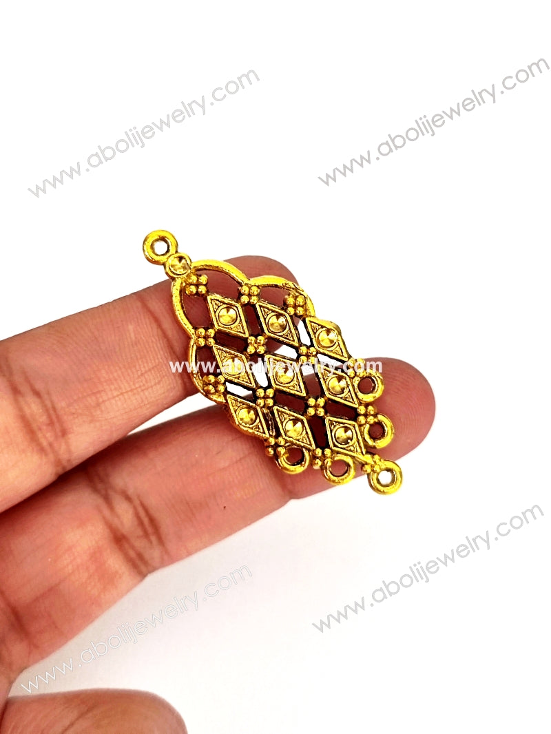 Golden pendant connector with cabochon settings GP50 - Jewelry Supplies