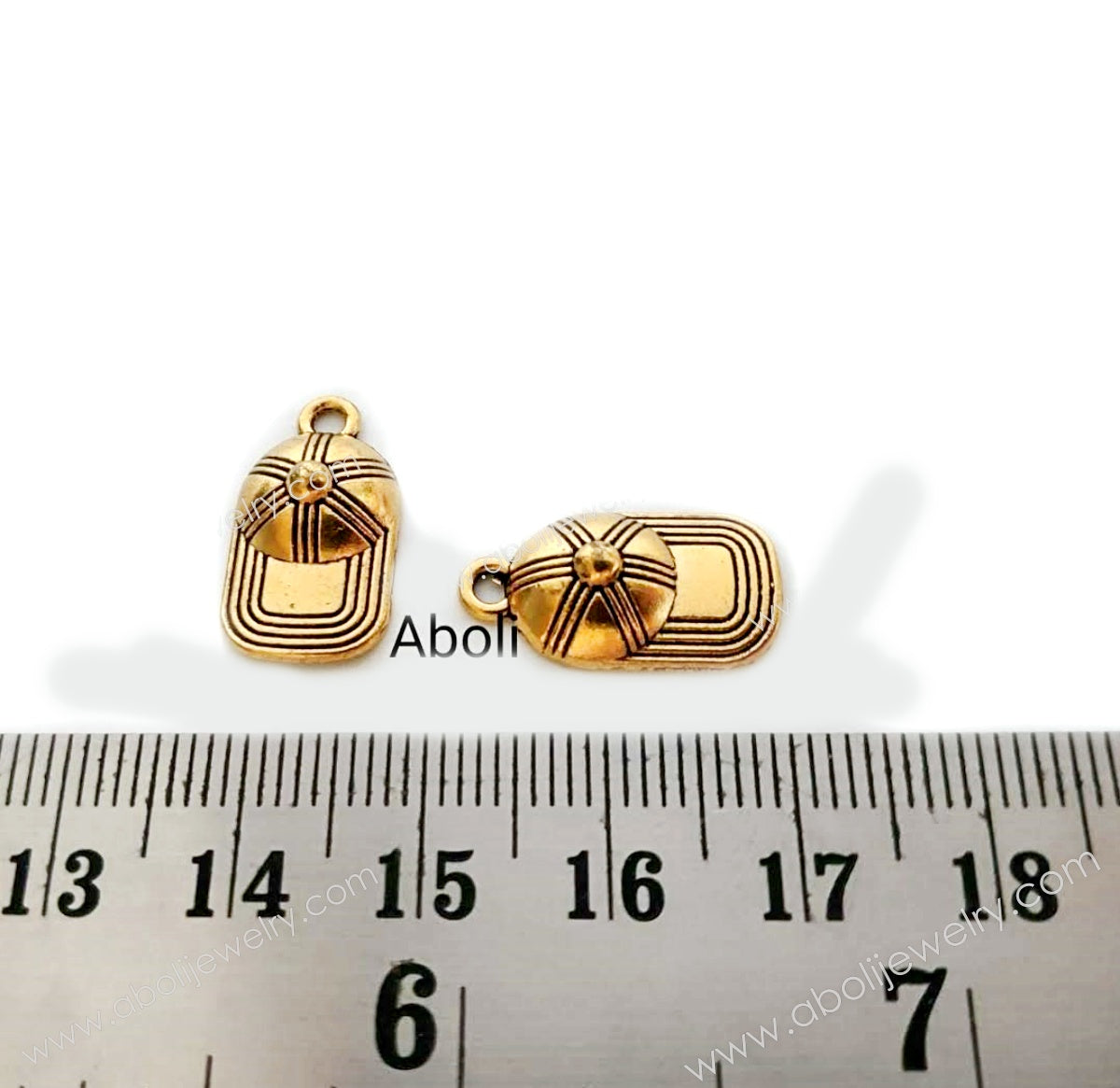 Golden cap Charm sports summer theme charm player games cricket tennis badminton sport CHMG37 2 charms