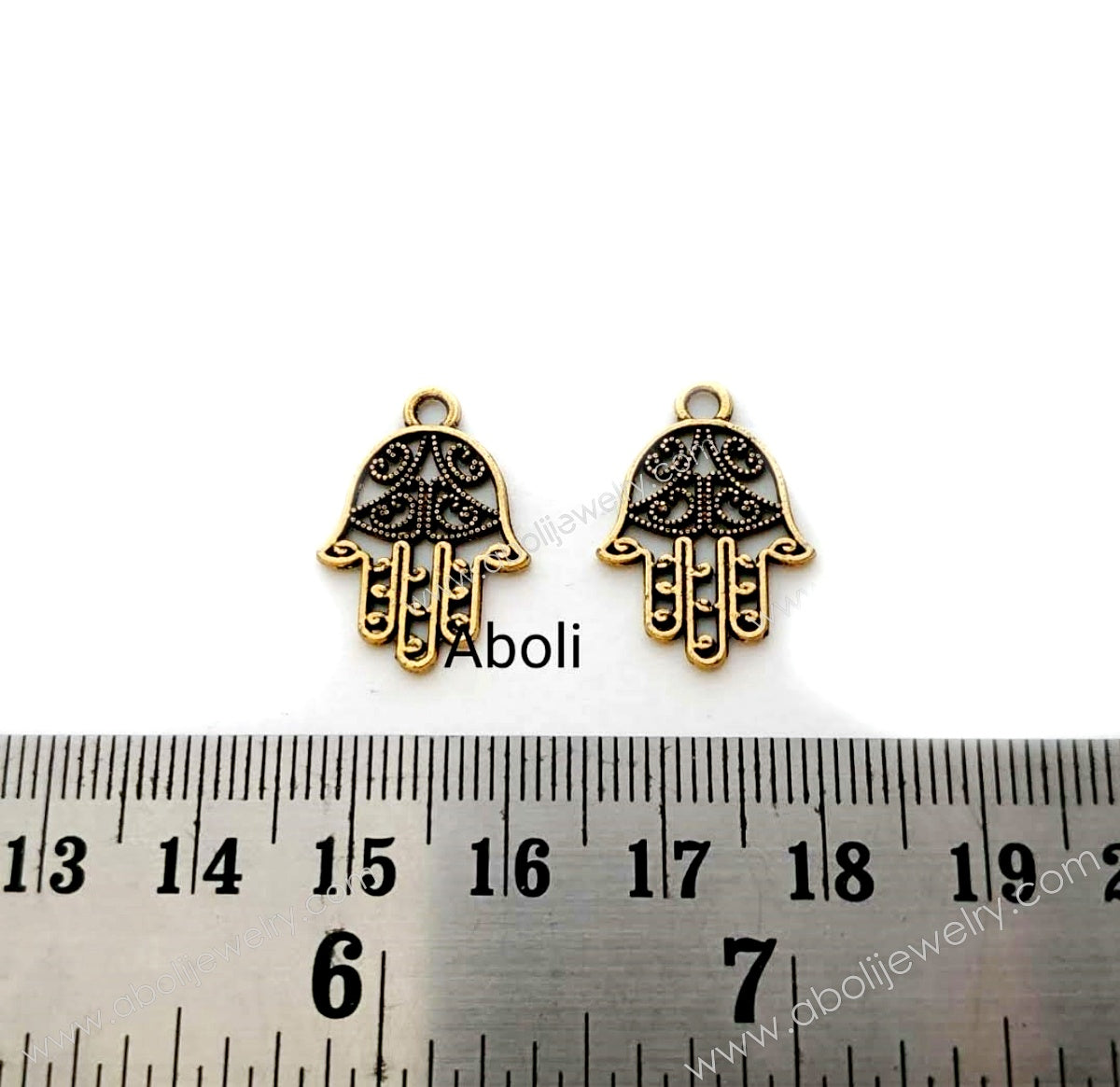 Golden hamsa Charm hamsa hand charms CHMG41 2 charms