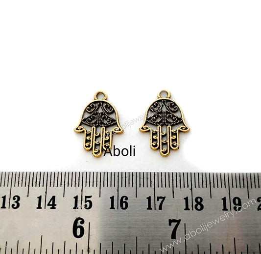 Golden hamsa Charm hamsa hand charms CHMG41 2 charms