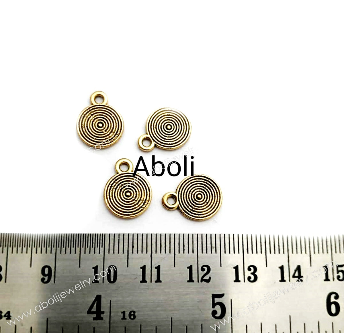 Golden disc Charms concentric circles CHMG45 5 charms