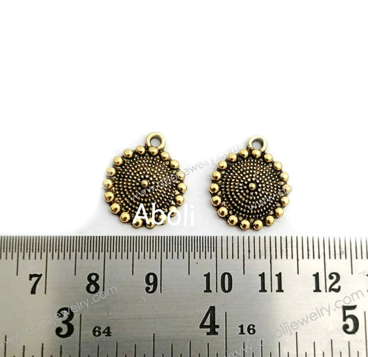 Golden Charm disc shaped dots motif CHMG47 2 charms