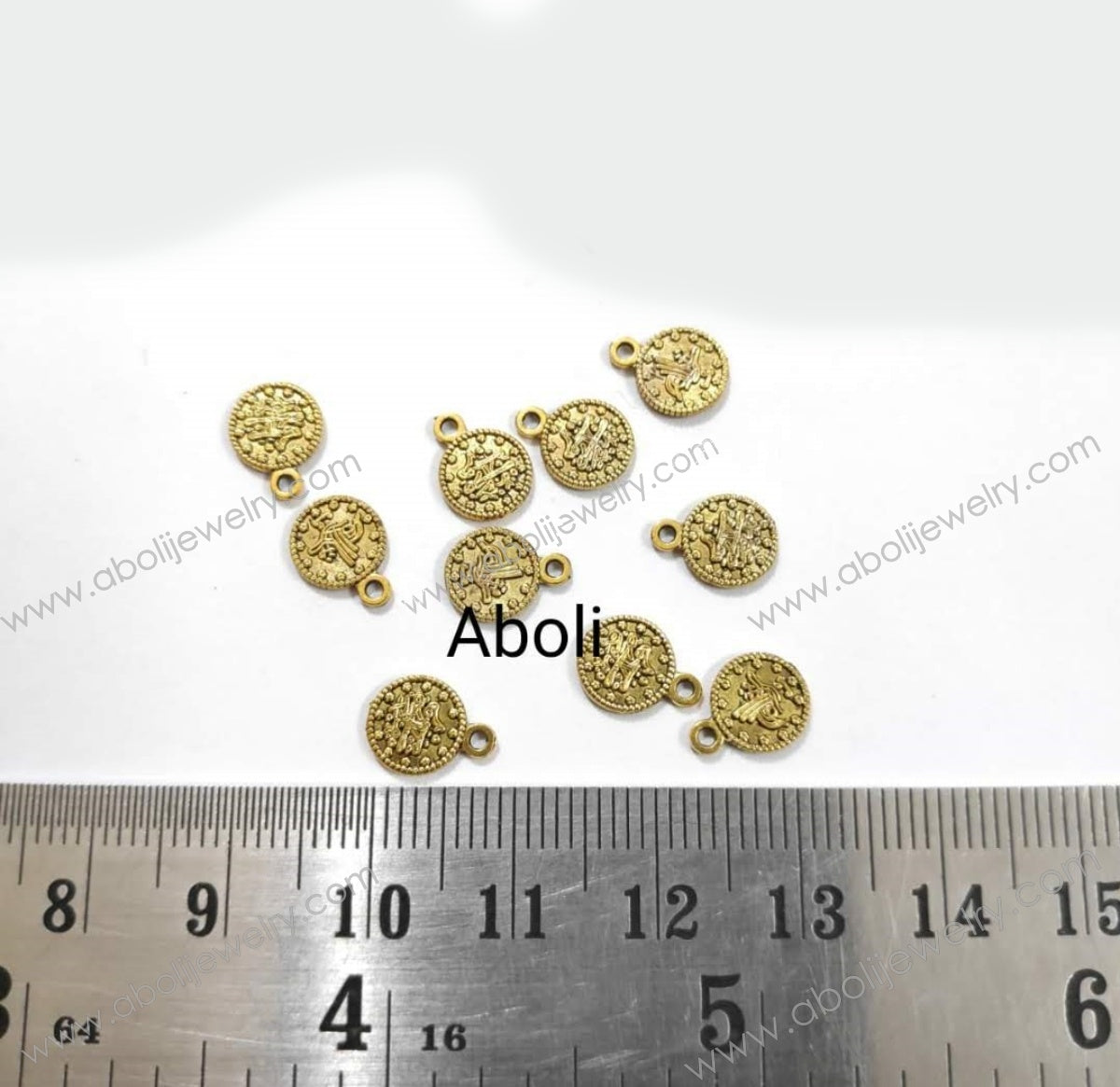 Golden coin Charms coin dangles small disc dangles CHMG79 10 charms