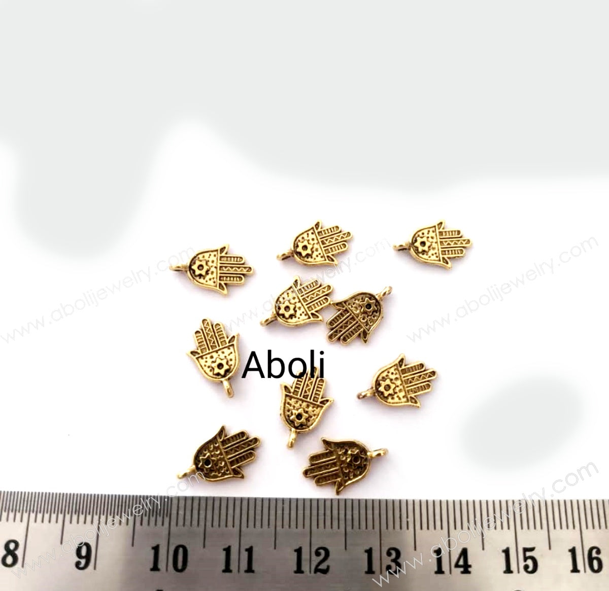 Golden hamsa Charm ancient symbol protection strength power hand charms CHMG82 10 charms