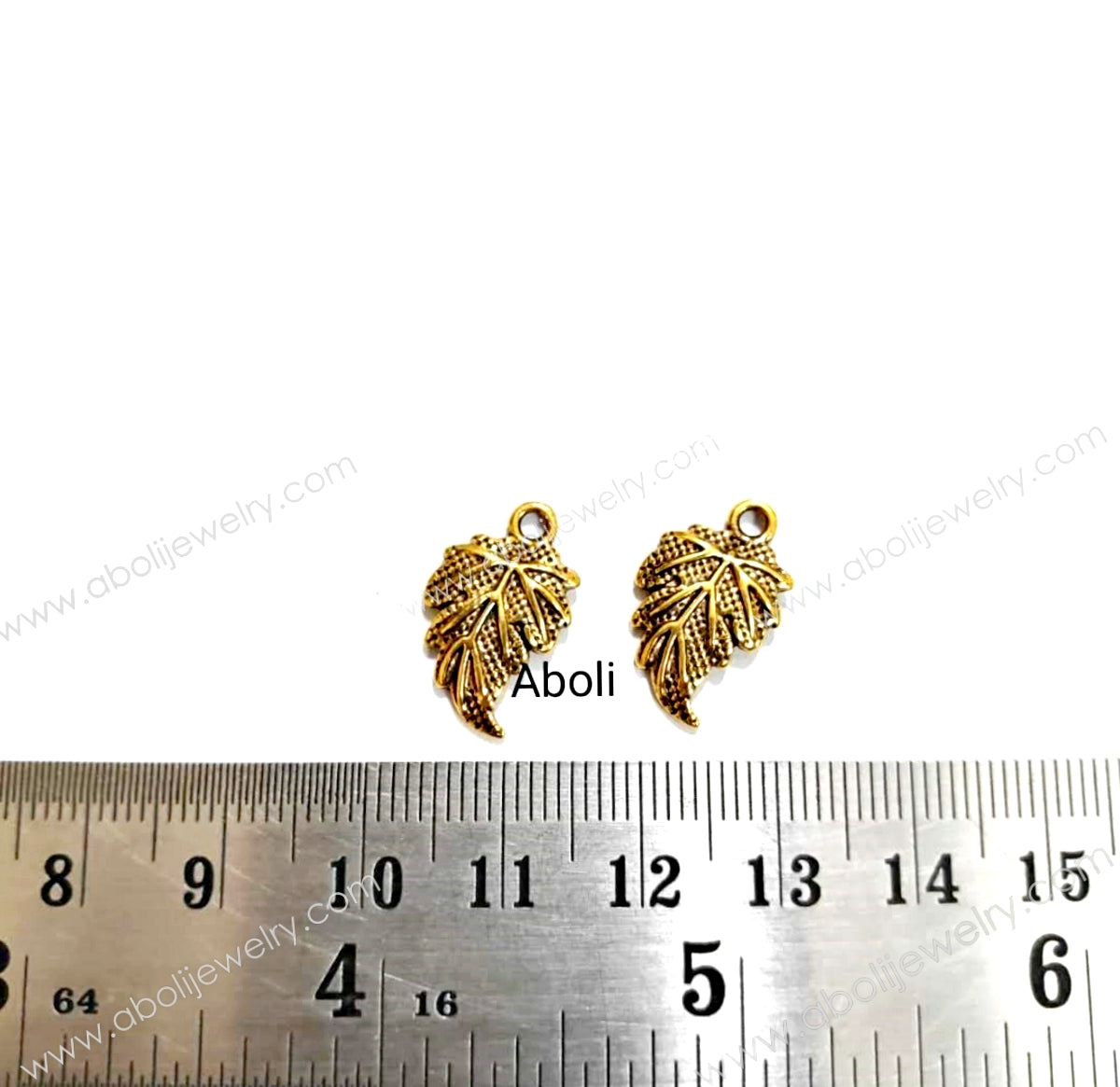 Golden leaf Charm leaves nature ๐ฟ๐ charm CHMG90 2 charms