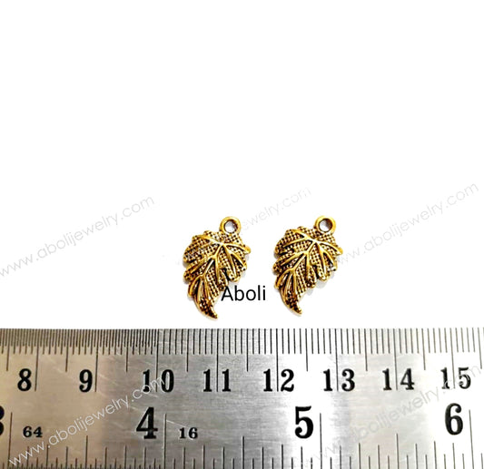 Golden leaf Charm leaves nature 🌿🍃 charm CHMG90 2 charms