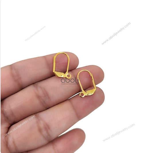 Tarnish resistant golden leverback hook earring hooks geometric leverback gold premium brass LBEH2