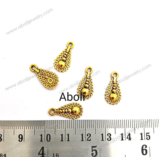 Golden drop Charm wavy drops dangle charms CHMG04 5 charms