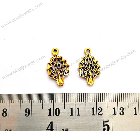 Golden peacock Charms  CHMG13 2 charms