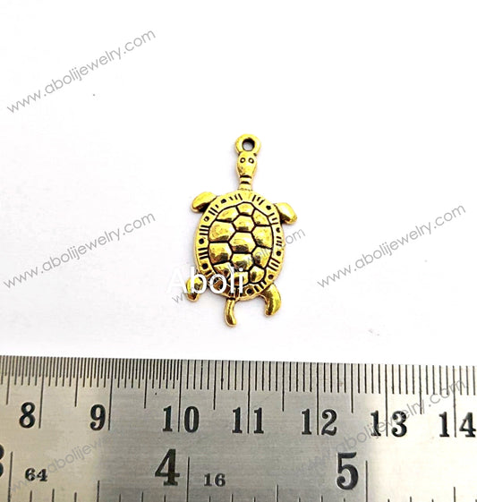 Golden tortoise Charm animal theme, nature charm CHMG12 1 charm