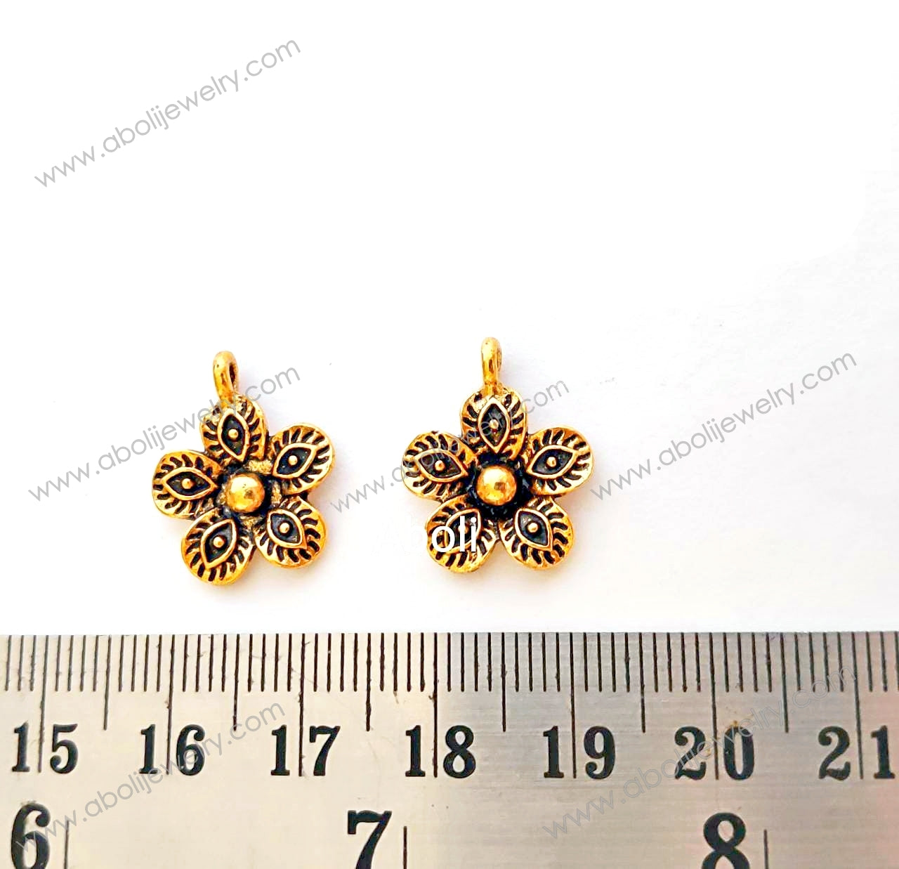 Golden flowers Charm floral dangle charms necklace earrings dangle charms CHMG14 2 charms