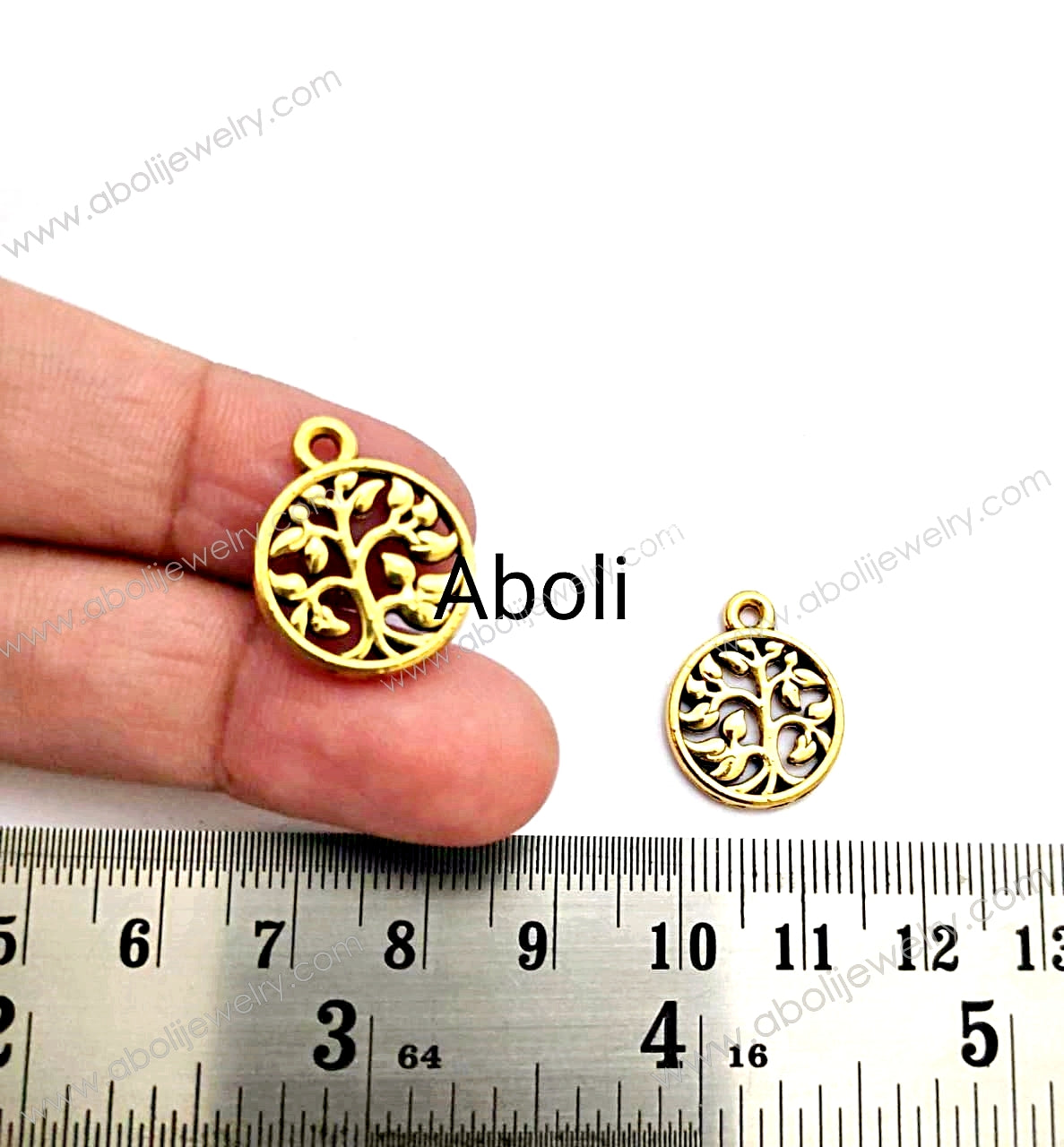 Golden tree of life in circle Charm nature CHMG17 2 charms