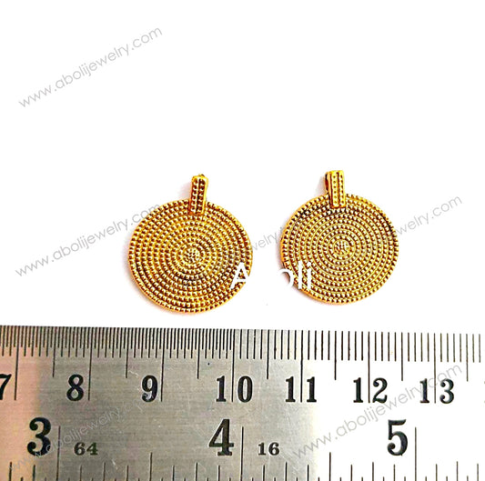 Golden flat disc Charm concentric circles CHMG21 2 charms