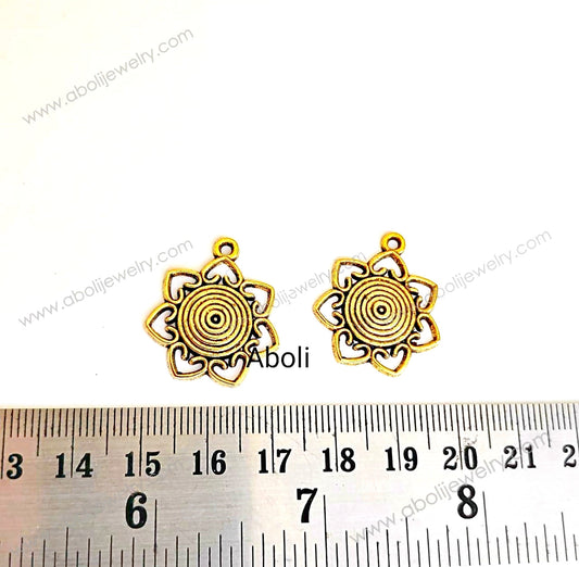 Golden floral Charm CHMG24 2 charms