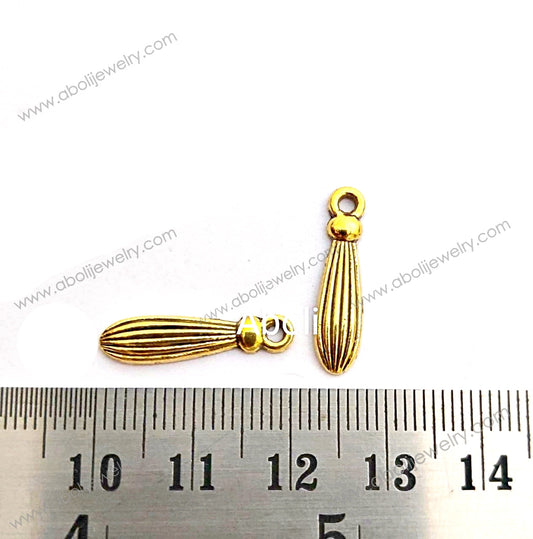Golden long drop Charm dangle drop charms CHMG26 5 charms
