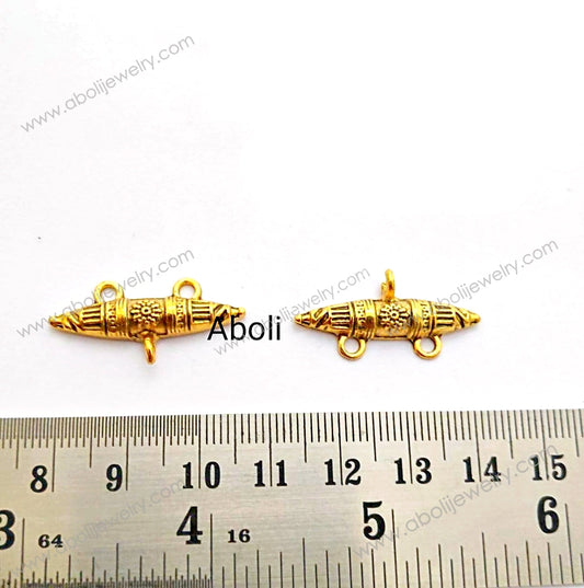 Golden elongated connector Charm fabric jewellery earrings charm connector CHMG29 2 charms