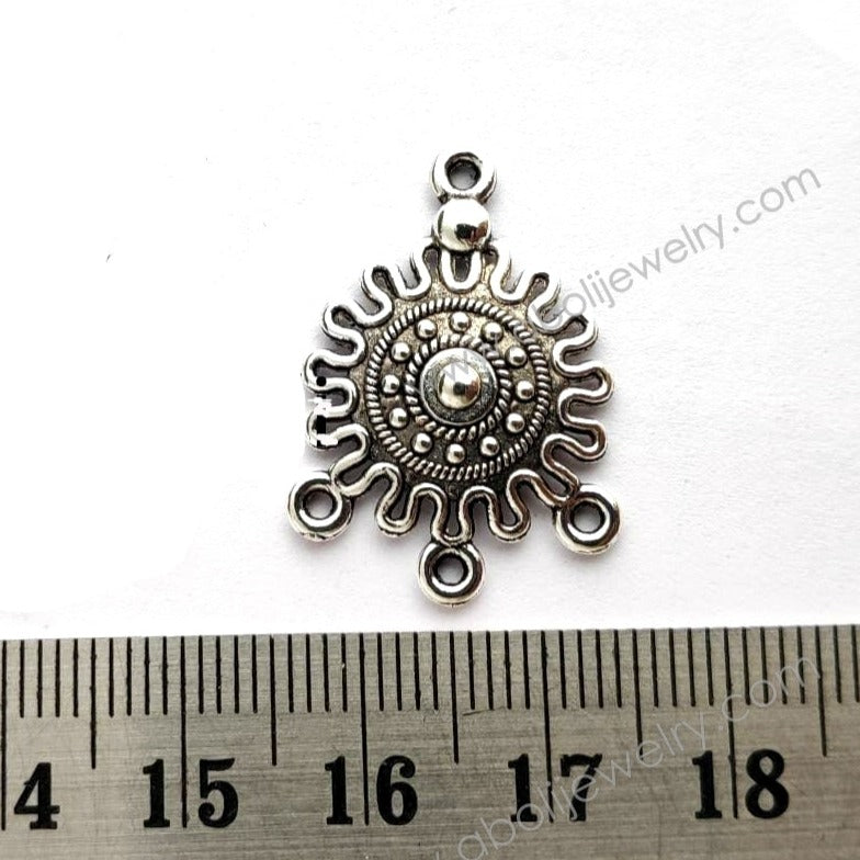Silver Charm Mandala 3 loop connector CHMS06