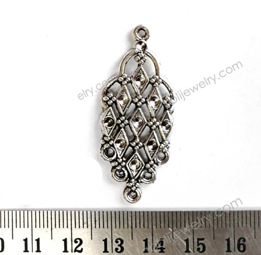Silver Charm connector with stone setting CHMS05