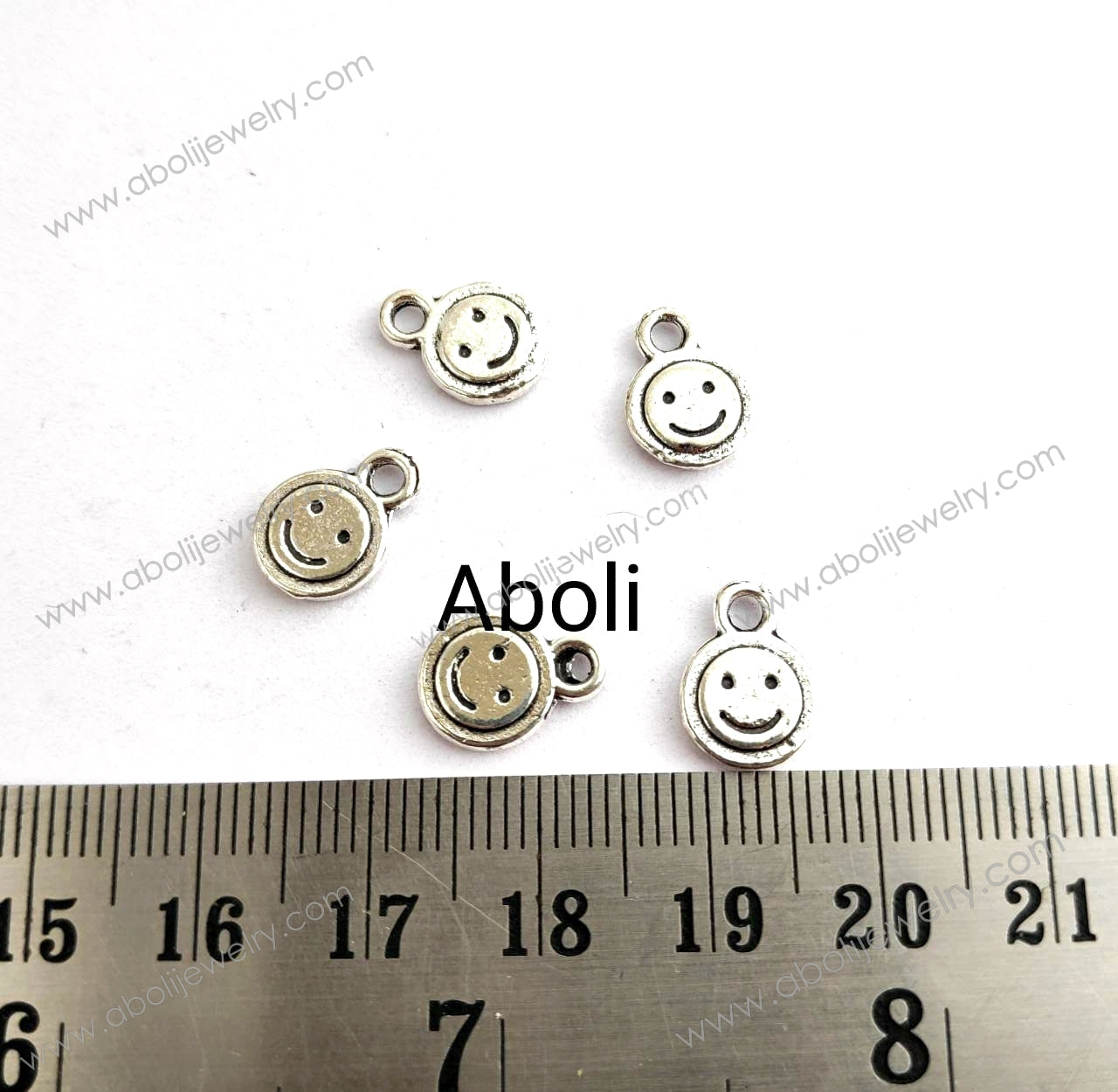 Silver Charm smiley charm smiley emoji charm CHMS12 5 charms
